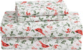 Laura Ashley - Flannel Sheets King Size, Anti-Pilling & Wrinkle Resistant Cotton, Touchably Soft for All-Season Comfort - Bed Sheets with Matching Pillowcases & Fitted Sheet (Jolly Cardinals Green)