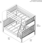 Max & Lily Bunk Bed Twin Over Full Size with Ladder, Solid Wood Platform Bed Frame with Ladder for Kids, 14" Safety Guardrails, Easy Assembly, No Box Spring Needed, Natural