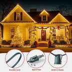 C9 Christmas String Lights Outdoor Christmas Tree Lights String - Hanging Christmas Roofline Lights - Patio Lights for Outdoor Decor (Clear Green Wire, 25FT)
