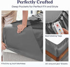 California Design Den Twin XL Sheet Sets - 100% Cotton Sheets, 400 Thread Count Sateen, Deep Pockets, Cooling and Durable Bedding, Dorm Essentials for Guys - Grey