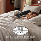 Bedsure Cotton Duvet Cover Set - 100% Cotton Waffle Weave Linen Duvet Cover Oversized Queen Size, GentleSoft™ and Breathable Bedding Set for All Season, 3 Pieces, 98"x98"
