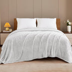 Exclusivo Mezcla Fleece Bed Blanket King Size, Super Soft and Warm Blankets for Couch, Sofa and Bed Waffle Textured, Cozy, Fuzzy and Lightweight (Mixed Light Grey, 90x104 Inches)