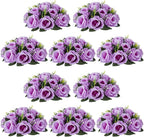 NUPTIO Artificial Flower Centrepieces for Tables - 10 Pcs Lilac Fake Flowers Roses Balls 9.5in Diameter - Silk Faux Rose Arrangement for Wedding Party Centerpiece Table Decor