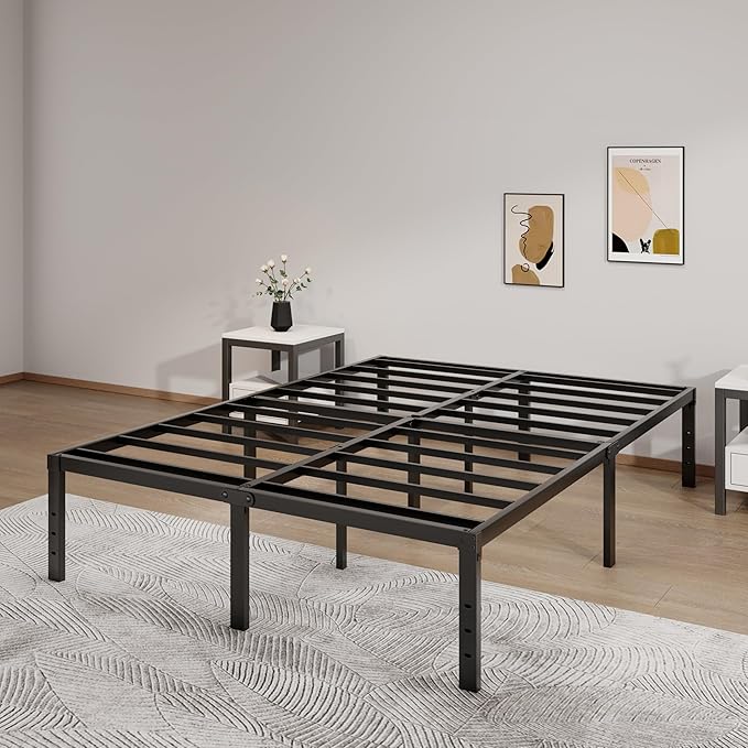 Metal Bed Frame King Size - 16 Inch Heavy-Duty King Platform Bed Frame No Box Spring Needed, Easy Assembly, Noise-Free, Sturdy Mattress Foundation, Underbed Storage Space