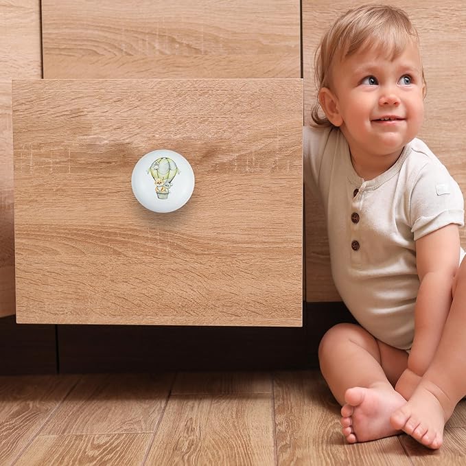 8Pack1.5 Ceramic Round Bear Knob Nursery Animal Drawer Handles Kids Cabinet Door Dresser Knobs and Pulls