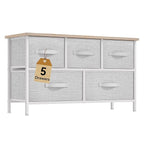 DWVO 5 Dresser for Bedroom, Storage Dresser with 5 Drawers, Wide Storage Tower, Chest of Drawers for Closet, Living Room
