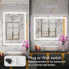 24 x 32 Inch LED Bathroom Mirror with Lights, Lighted Bathroom Vanity Mirrors for Wall, Wall Mounted, Stepless Dimmable, Anti-Fog, Memory Funtion, Horizontal or Vertical