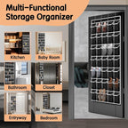 35 Compartment Over The Door Storage - Breathable Mesh Hanging Organizer with Large Pockets, Space Saving Design for Men & Women's Footwear, Closet, Bedroom- Black