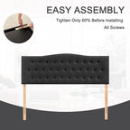 Tufted Upholstered Headboard Full Size, Sturdy and Durable Solid Wood Full XL headboard, Fabric Headboard Adjustable Height from 37” to 51”, Modern Button Diamond Design Head Board, Black