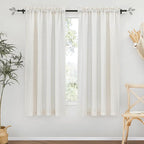 RYB HOME Linen Textured Semi Sheer Curtains Half Privacy Light Glare Filtering Breezy Airy Window Decor for Bedroom Bathroom Living Room, Linen, 34 inch Wide x 63 inch Long, 2 Panels