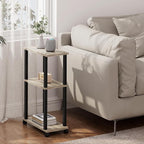 TUTOTAK Small Side Table, Narrow End Table, Bedside Table, Couch Side Table with Wheels for Living Room or Bedroom, Greige TB01BG061