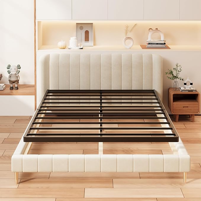1.6 Inch Bunkie Board Full Low Heavy Duty Metal Box Spring Full Size Bed Base, Sturdy Mattress Foundation, Easy Assembly, Noise Free, Black