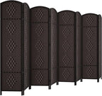 Rose Home Fashion 6 ft Tall Room Divider, Room Dividers and Folding Privacy Screens, 15.7in Privacy Screen 8 Panel Partition Temporary Wall Separation for Private, Dark Coffee