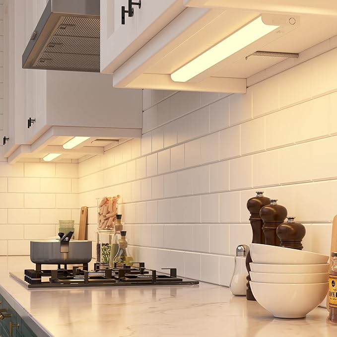 GETINLIGHT 18-inch Hardwired Only LED Under Cabinet Lighting, Soft White(3000K), Dimmable, Matte White Finished, ETL Listed, IN-0201-12-WH