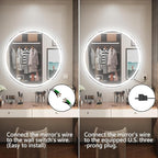 24 Inch Round LED Bathroom Mirror,Front & Backlit Lighted Bathroom Vanity Mirror, 6000K, CRI 90+, Dimmable, Touch, Anti-Fog
