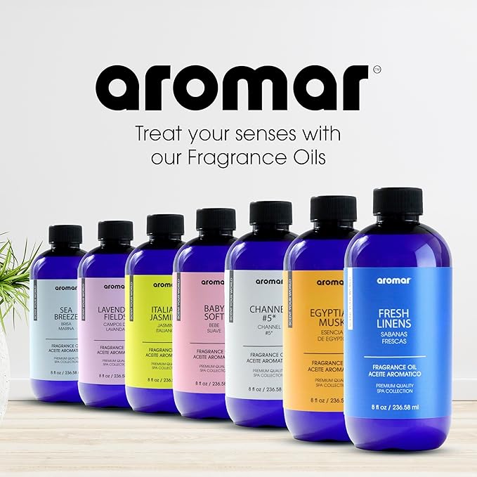 AROMAR Premium Fragrance Oil - Essential Oil for Diffusers & Home Aromatherapy - Fresh Linens 8oz