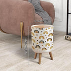 Small Trash Can with Lid Scandinavian Boho Nursery Rainbow Neutral Gender Colors Watercolor Garbage Bin Pet Proof Waste Basket for Kitchen Bathroom Office Bedroom Decorative 1.8 Gallon