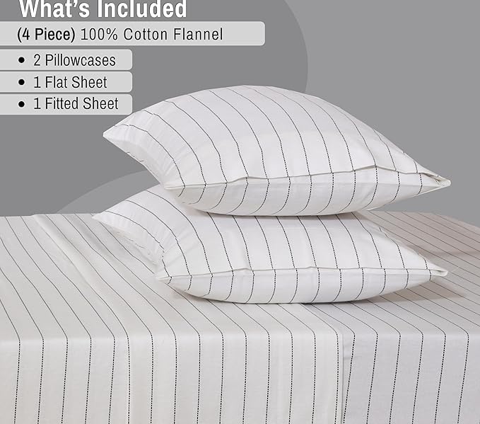 RUVANTI Flannel Sheets King Size - 100% Cotton Brushed King Size Sheets Set - Deep Pockets 16 Inches Bed Sheets - All Seasons Breathable & Extra Soft - Warm & Cozy, 4 Piece, Running Dots