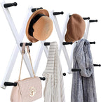 WEBI Accordion Wall Hanger,Expandable Wooden Hat Rack for Wall Mounted Coat Rack,Accordion Hat Hooks Holder for Baseball Caps,17 Peg Hooks,Black on White
