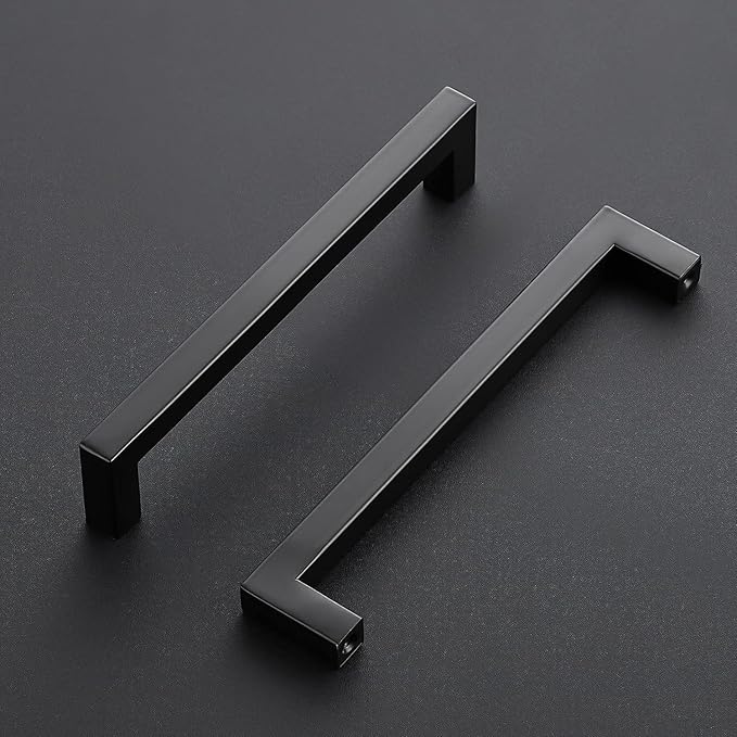 Ravinte 1 Pack Black Cabinet Pulls 6-1/4 Inch Square Kitchen Cabinet Handles Matte Black Kitchen Hardware for Drawer Pulls Drawer Handles Come with Screwdriver