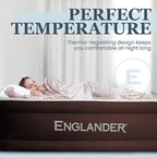 Englander California King Air Mattress with Built in Pump Raised - Double High- Luxury Size Camping Mattress - Blow Up Floor Bed for Home - Microfiber, Waterproof Airbed with Patch Kit