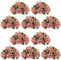 NUPTIO Artificial Flower Centrepieces for Tables - 10 Pcs Dusty Rose Fake Flowers Roses Balls 9.5in Diameter - Silk Faux Rose Arrangement for Wedding Party Centerpiece Table Decorations