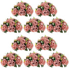 NUPTIO Artificial Flower Centrepieces for Tables - 10 Pcs Dusty Rose Fake Flowers Roses Balls 9.5in Diameter - Silk Faux Rose Arrangement for Wedding Party Centerpiece Table Decorations