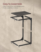 VASAGLE C-Shaped End Table, Small Side Table for Couch, Sofa Table with Metal Frame for Living Room, Bedroom, Bedside, Ebonized Oak and Black
