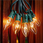 Minetom C9 Clear Christmas String Lights, 100FT 100 Bulbs Bright & Warm Outdoor Christmas Lights, Long Life C9 String Lights for Tree Patio Gazebo Wreath, Green Wire