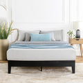 Mellow Naturalista Grand 12 Inch Solid Wood Platform Bed with Wooden Slats, Easy Assembly, Queen, Black