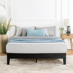 Mellow Naturalista Grand 12 Inch Solid Wood Platform Bed with Wooden Slats, Easy Assembly, King, Black
