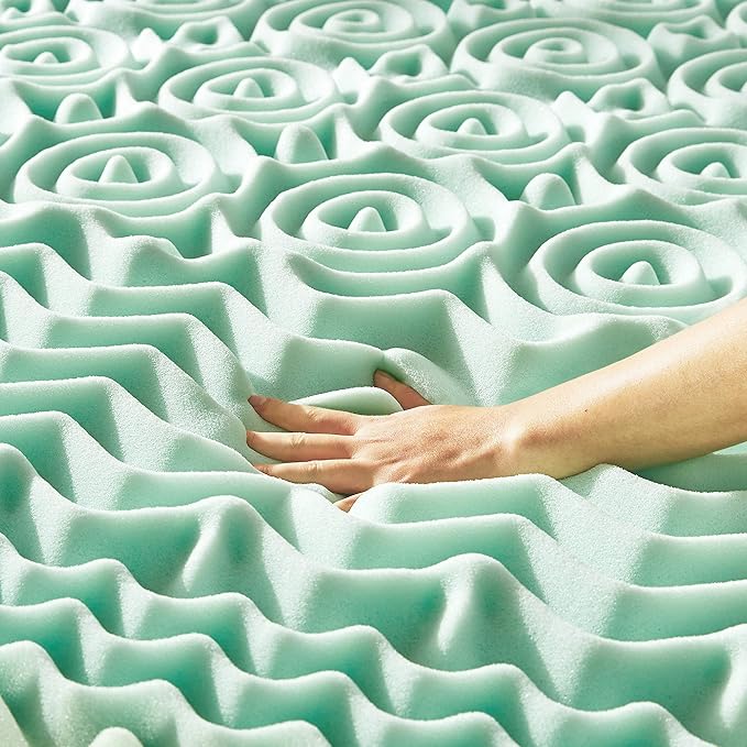 Mellow 1.5 Inch 5-Zone Memory Foam Mattress Topper, Calming Aloe Infusion, Dorm Essentials, Full