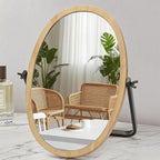 Generic Vanity Makeup Table Mirror - Desk Mirrors 360 Adjustable Rotation,Wood Framed Small Standing Mirror for Bedroom,Tabletop,Office,Antique,Dresser,Countertop 11.8'' x 7.8''