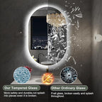 S'bagno 24x36 Inch Oval LED Mirror for Bathroom with Front and Backlight, Anti-Fog, 3 Colors Temperature & Dimmable, Bathroom Mirror with Lights with Memory Function, Waterproof, Shatter-Proof