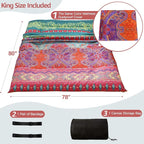 MAXYOYO Bohemian Retro Floor Mattress Boho Floral Style Japanese Futon Tatami Mat Foldable Bed Portable Camping Sleeping Pad Lounger Couch King Size