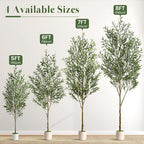 Alupssuc 7FT Artificial Olive Trees, Faux Silk Plant with Lively Artificial Trunk and Lifelike Fruits, Indoor Fake Potted Tree with White Planter for Modern Home Office Living Room Decor