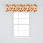 Ambesonne Fall Window Valance Pack of 2, Autumnal Theme with Swirly Intricate Shapes and Flying Leaves Print, Rod Pocket Curtain Valances for Kitchen Bedroom, 54" X 12", Ginger Marigold and Beige