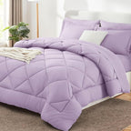 CozyLux King Size Comforter Set Light Purple - 7 Pieces Bed in a Bag King, Luxury Soft Lavender Bed Set for All Seasons, Bedding Set with Down Alternative Comforter, Sheets, Pillowcases & Shams