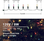 woohaha Multicolor Christmas Lights - 2 Pack 23Ft 100Count Incandescent Tree Lights with Green Wire, Plug-in Mini String Lights for Home, Party, Holiday, Indoor/Outdoor Decor