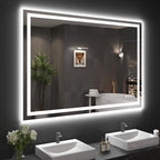 48"X36" LED Bathroom Mirror with Front Lights and Backlit, Anti-Fog, Dimmable, Shatter-Proof Tempered Glass, Lighted Bathroom Vanity Mirror for Wall with 3 Colors, Memory Function