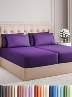 Split King 7 Piece Sheet Set - Comfy Breathable & Cooling - Ultra-Soft Hotel Luxury Bedding Set w/ 8-16 Inch Deep Pockets - 1 Flat & 2 Fitted Sheet & 4 Pillowcases - Wrinkle Free & Easy Care - Purple
