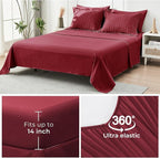 HYMOKEGE Burgundy Full Size Comforter Sets Seersucker 7 Pieces, All Season Luxury Bed in a Bag for Bedroom, Bedding Set with Comforters, Sheets, Pillowcases & Shams