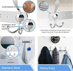 GlazieVault Coat Rack Wall Mount - Stainless Steel Coat Hooks (2 Pack) - Heavy Duty Wall Hooks for Clothes & Accessories