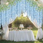 mizii 6Pcs Grey Wisteria Hanging Flowers 48" Silk Wisteria Artificial Flowers Garland Vines Fake Hanging Flowers Decoration for Wedding Flower Wall Backdrop Centerpieces Party Room Decor (Grey)