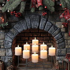 smtyle DIY 9 Mantle Candelabra Flameless or Wax Candle Holders for Fireplace with Black Iron Decoration on Desk/Floor