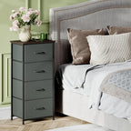 Somdot Tall Dresser for Bedroom, 4 Drawer Storage Organizer Chest of Drawers with Removable Fabric Bins for Living Room Closet Bedside Nursery Laundry Entryway Hallway, Charcoal Grey