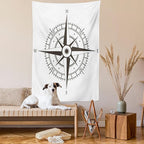 Ambesonne Compass Tapestry, Wind Rose Old Fashion Navigational Equipments Orienteering Illustration Print, Wall Hanging for Bedroom Living Room Dorm Decor, 40" X 60", Evergreen White