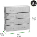 mDesign 38.31" High Steel Frame/Wood Top Storage Dresser Furniture Unit with 8 Removable Fabric Drawers - Large Bureau Organizer for Bedroom, Living Room, or Closet - Lido Collection, Gray