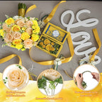 Geosar 16 Bundles Artificial Peonies Flowers Fake Silk Peony Bouquet Faux Peonies Flowers Bulk for Decoration Vase Floral Arrangements Wedding Party Table (Yellow,Champagne)