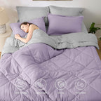 Bedsure Twin Comforter Set - 5 Pieces Reversible Light Purple Bedding, Twin Size Bed Set for All Seasons, Bed in a Bag with Down Alternative Comforter, Sheets, Pillowcase & Sham